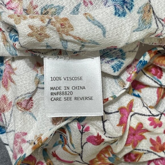 Cynthia Rowley Top Tunic Ruffle Trim Floral Size 1X Gold Pink Teal V-Neck - Picture 6 of 7